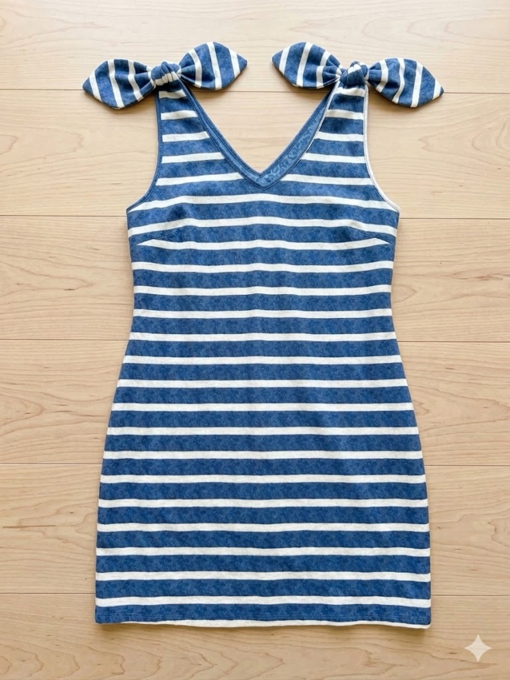 Anthropologie Tulle Striped Tie Shoulder Dress L